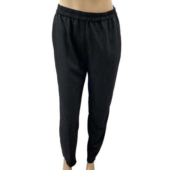 Marine Layer Re-Spun Allison Curved Hem Elastic Waist Pants‎ Women Black Medium - Picture 1 of 11
